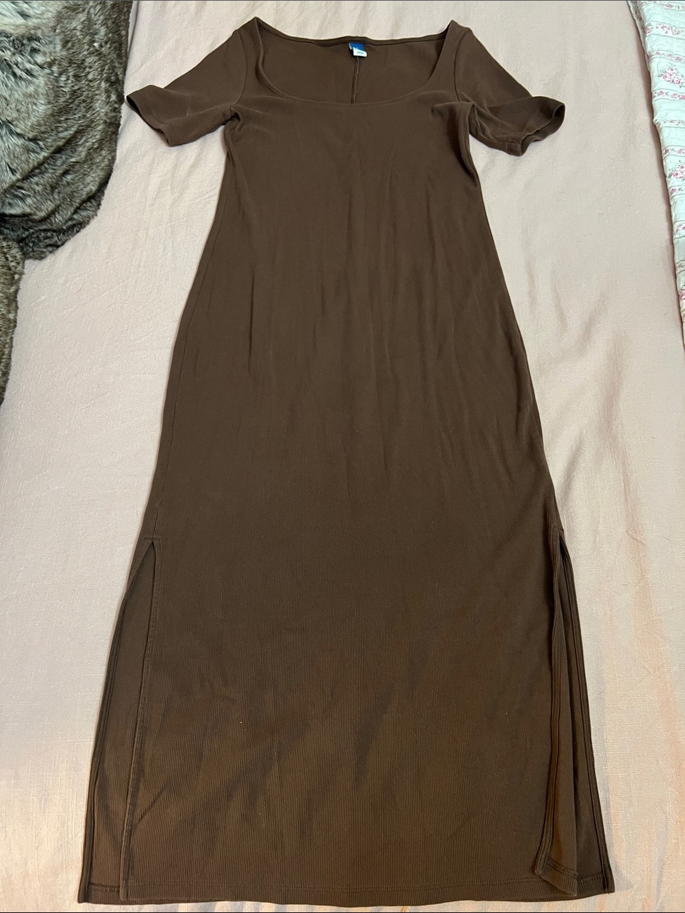 Old Navy Brown Scoop Neck Maxi Dress with Side Slits
